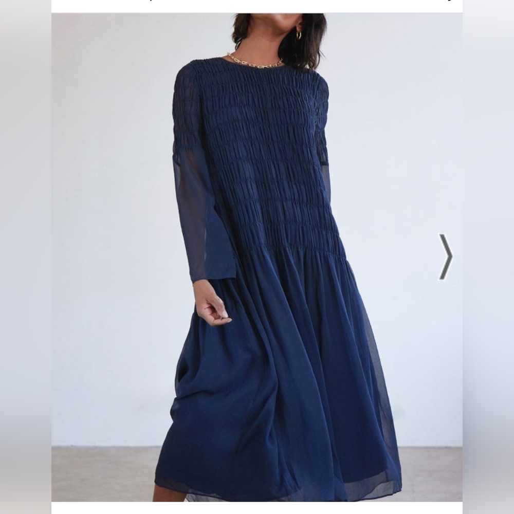 Ayr SEALED! NWT! The Something Special Silk Blend Dress in City Sky. Sz Sm.